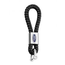 3D Metal Car Logo Keychain Vintage Leather Keyrings Accessory For Ford Fiesta C-Max Kuga Ranger Raptor KA Fusion ST Transit Edge