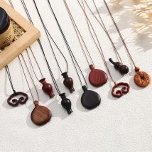 LATS Halskette mit Wasserflaschen-Anhänger aus Holz für Damen, modische Pullover-Kette, Modeschmuck, Geschenk, Accessoires, Großhandel