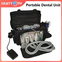 Tragbare Dentaleinheit Rucksack Luftturbineinheit mit Luftkompressor 3-Wege-Spritze Saug 2/4 Löcher Mobile Dentaleinheit Ausrüstung