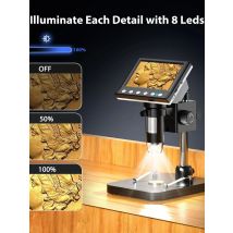 RIEVBCAU DM7 4.3'' Digital Microscope 1000X Coin Microscope 1080P Video Microscope for Adult Soldering With 8 LEDs Dropshipping