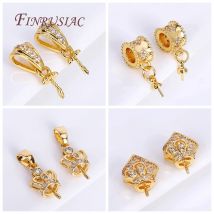 6 Stil 18 Karat vergoldet Zirkon-Set Perlen Anhänger Montage, Perlen End kappen Peg Kaution, geeignet für DIY Perlen Anhänger Herstellung