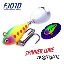 Przynęta wędkarska FJORD Spinner 10.5g 14g 21g, obrotowa, z błyszczącym ogonem, efekt UV, powierzchniowa, typu Vib Jig, do połowu w wodach słodkich i słonych.