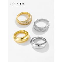 DPLAOPA New 925 Sterling Silver Thin Dome Ring Pave Zircon CZ Thin Dome Ring 2021 Women Rock Punk Double Jewelry For Party
