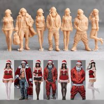 Miniaturen Figuren 1/64 1/43 Weihnachten Modetrends für Männer und Frauen unbemalt Diorama Modell kreative Garage Szene Puppen Spielzeug