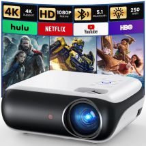 Proiettore Bluetooth HAPPRUN nativo 1080P, proiettore cinematografico portatile per esterni Full HD con altoparlante incorporato, con HDMI, USB, AV