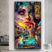 DIY-Diamantgemälde, psychedelisches Damen-Planetenmuster, großes Format, voll quadratisch, abstrakt, tätowierte Frau, Diamant-Stickerei