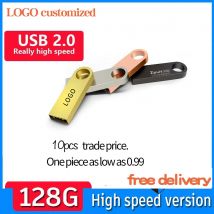 10 teile/los USB 2,0 Flash-Laufwerke 64GB Memory Stick 8GB 4GB Pen drive 16GB Metall U Disk Pen Drive 32GB kostenlos Logo Meeting Geschenke Stick