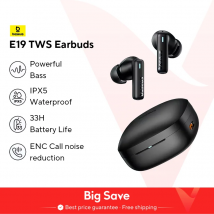 Baseus Bowie E19 auriculares inalámbricos Bluetooth 5,3 graves grandes controladores de 12mm IPX5 auriculares impermeables 33 horas de duración de la batería