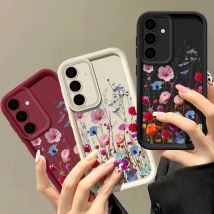Blumenmuster Handyhülle für Samsung Galaxy A15 A16 A55 A54 A14 A25 A35 A56 5G S25 S24 S23 S22 Ultra S24 FE TPU Anti-Fall-Abdeckung