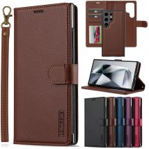 Leather Case for Samsung Galaxy S26 S25 Edge S24 Ultra S23 S22 Plus S21 FE A17 A16 A36 A56 A15 A35 A55 Magnetic Flip Wallet