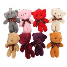 Mini pajarita colgante de oso de peluche, llavero de peluche colorido, 12cm, 10 unids/lote por paquete