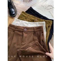 Vintage High Taille Cord Hosen Frauen Frühling Herbst gerade lässig in voller Länge Hosen koreanische Mode alle passen schwarze Hosen