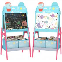 AIYAPLAY Pizarra Infantil Caballete 2 en 1 con 2 Cajas de Tela
