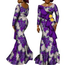 Long Sleeve African Dresses for Women Cotton Ankara Print African Clothes for Wedding Wear Lady Dashiki Party Dresses WY9200