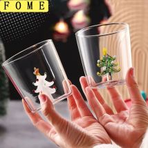 FOME Creative Glass Cup 1/2pcs Christmas Tree Heat-resistant Coffee Milk Mug Tea Espresso Cup Christmas Gifts For Girl