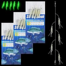 15 Pz = 3 Confezioni Acqua Salata Luminoso Gamberetti Pesca Esche Vive Impianti di Pesca Piccoli pesci Richiamo Bagliore Sgombro Trota amo da pesca rig