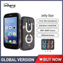 Unihertz Jelly Star Kleinstes Smartphone Android 13 8 GB 256 GB LED-Licht entsperrtes transparentes Backshell-Handy für Ersatztelefone