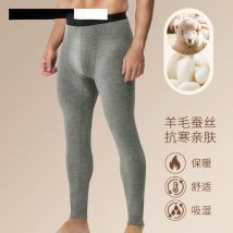 Fleece Thickened Thermal Underwear Pants Men's Winter Warm Long Johns Bottoms Open Fly Leggings Seemless Tight Pants Pajama