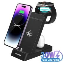 3-in-1-Schnellladeständer für iPhone 15 14 13 12 11 X XR 8 Samsung Apple Watch 8 7 6 Airpods Pro Ladestation