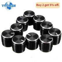 10 Teile/los Schwarz 6mm Potentiometer Knöpfe Caps Gerändelt Welle Potentiometer Drehknopf Durchmesser 15mm x 17mm Aluminium schalter Knopf