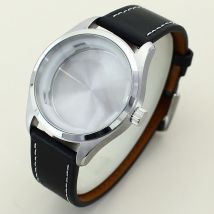 40mm Brushed Watch Case Leather Bracelet For Pilot Seiko NH35 NH36 NH38/34 4R36 Movement 10ATM Waterproof 316L Steel Watch Parts