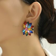 Koreanische Mode Strass Blume Stud Ohrringe für Frauen Elegante Trendy Design Luxus Charme Schmuck Ohr Zubehör
