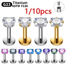 1/10 stücke G23 Titan Piercing Nasen Nagel Herz CZ Labret Ohr Stud Ohrringe Für Frauen Lip Stud Körper schmuck Helix Tragus