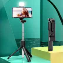 Trípode portátil extensible todo en uno para iPhone, palo de Selfie con control remoto, Compatible con control remoto inalámbrico BT desmontable
