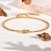 Minimalist Knot Link Chain Bracelet for Women,Gold Color Stainless Steel Bracelets,New Trendy Waterproof Jewelry Gift