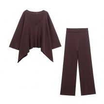 Strick-Zweiteiler-Set für Damen, neu im Pullover + Hose mit weitem Bein, Damenanzug, elegante Damen-Hosen-Sets