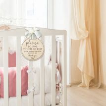 YOMDID 1PC „Bitte nicht berühren oder küssen“-Schild, rund, „Bitte nicht berühren“-Holzschild mit Band „Thank You No Touching“-Holzschild