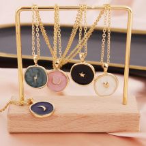 Bunte Mond Sterne Blitz Anhänger Halsketten Für Frauen Mädchen Emaille Mode Party Täglichen Schmuck Trendy Schlüsselbein Kette Halskette