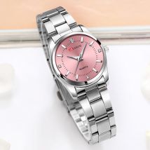 Luxus Damenuhr 29mm Modische Edelstahl Strass Rosa Minimalistische Mädchenuhr Outdoor Reise Damen Armbanduhren
