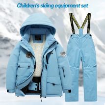Kinder-Skianzug-Set, dick, wasserdicht, winddicht, warm, Skikleidung und -ausrüstung für Jungen und Babys im Freien