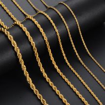 1 pieza de Color dorado ancho 2mm/2,5mm/3mm/4mm/5mm/6mm collar/pulsera de cadena de cuerda para hombres y mujeres collar de cadena de acero inoxidable