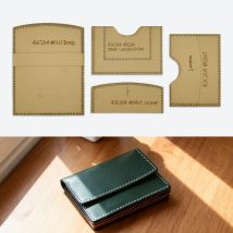 NUBECOM 4PCS Handmade Leathercraft Template Supplies Handmade Leather Business Card Holder Wallet Making Kraft Paper Template