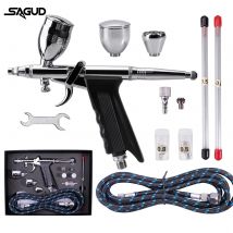 SAGUD Kit aerografo professionale 0.3/0.5/0.8mm Accessori per aghi per ugelli adatti per nail art Tattoo Modello di auto Pittura a spruzzo