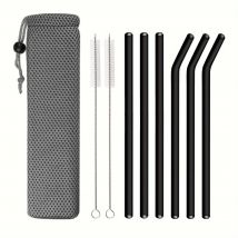 9 Stück wiederverwendbare Glasstrohhalme, umweltfreundliche Trinkhalme für Smoothie, Milchshakes, Tee, Saft, Cocktail-Strohhalm mit Bürstentasche