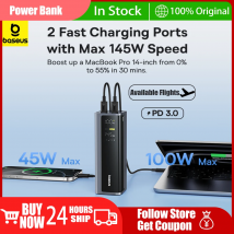 Baseus Power Bank 145W 20800mAh PD 100W carga rápida con pantalla Digital inteligente PowerBank externo portátil para teléfono portátil