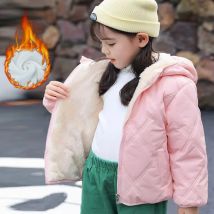 Kinder Lamm wolle Oberbekleidung Jungen Mädchen Winter dicke warme Daunen mäntel Baby Mode Freizeit jacken Kinder Kapuze plus Samt Kleidung