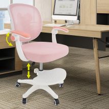Silla de escritorio ergonómica para niños, salas de estudio para niños, altura ajustable 76-86 cm con reposabrazos abatibles y soporte para respaldo