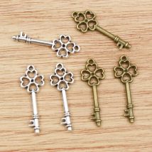 40pcs 25x9mm Bronze Antique Silver Plated Key Handmade Charms Pendant:DIY for bracelet necklace