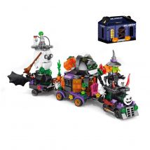 MOC Halloween Geist Zug Albtraum Baustein Set Horror Kürbis Hexe Katze Spielzeug Kinder Exquisite Geburtstag Weihnachten Geschenk