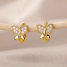 Butterfly Earrings For Women Girls Modern Gold Color Stainless Steel Earrings 2026 Trend New in Wedding Aesthetic Jewelry Femme