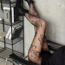 1 paio di collant a rete fantasia estiva da donna calze collant nere per le donne Y2K collant scavati per la festa cosplay
