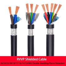 RVVP Abgeschirmtes Kabel 26/24/22/20/18/17/16/14/12AWG2/3/4/5Core Abgeschirmtes Steuersignal Kupferdraht Schwarz Isoliertes PVC-Audiokabel