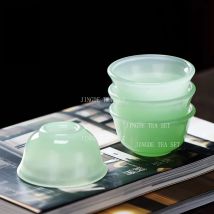 6 stücke Celadon Jade Porzellan Teetasse Haushalt High-end-Teetasse Set Chinesischen Stil Glas Gastfreundschaft Tasse Trinken Utensilien tee-Set