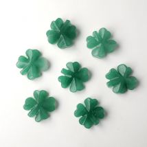 1-teiliges natürliches Kristall-Aventurin-Klee-Schnitzerei, Heimdekoration, Kristallhandwerk, St. Patrick's Day, Weihnachtsgeschenk