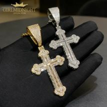 2025 Neu eingetroffen Iced Out Bling Sparking 5A Zirkonia CZ Kreuz Anhänger Tennis Kette Halsketten für Männer Hip Hop Schmuck Geschenke