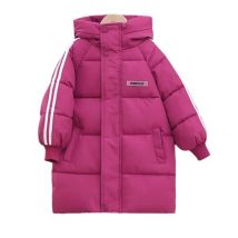 Kinder koreanische Version Winter Daunen jacke Jungen dick gestreifte mittellange Kapuzen jacke Mädchen wind dichte und warme Jacke